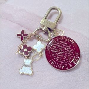 Louis Vuitton Burgundy Trunks and Bags large Charm on authentic LV clasp charms